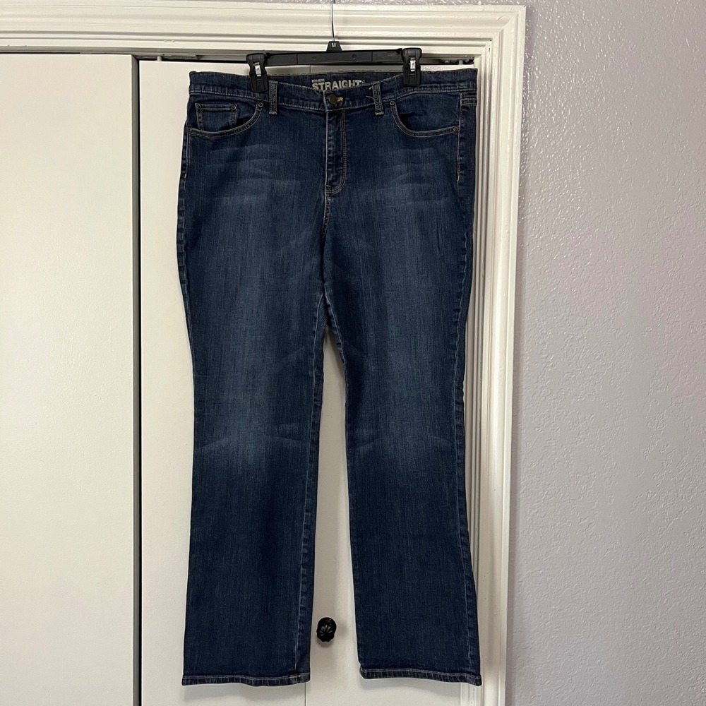 New York & Company Jeans Womens 18 Straight Leg Mid Rise‎ Dark Wash Denim